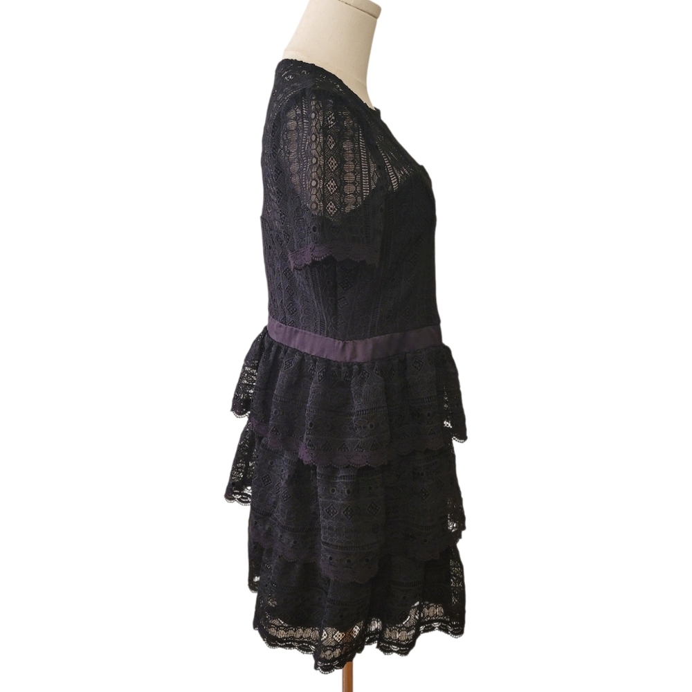 NWT Express Black Lace Layered Mini Dress Size Medium - Picture 4 of 6